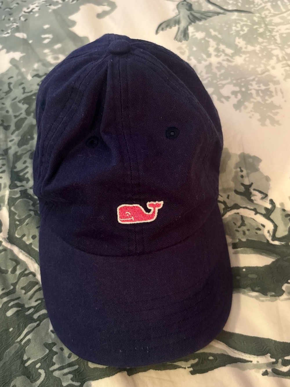 Vineyard Vines Navy Cap with Pink Whale Patch